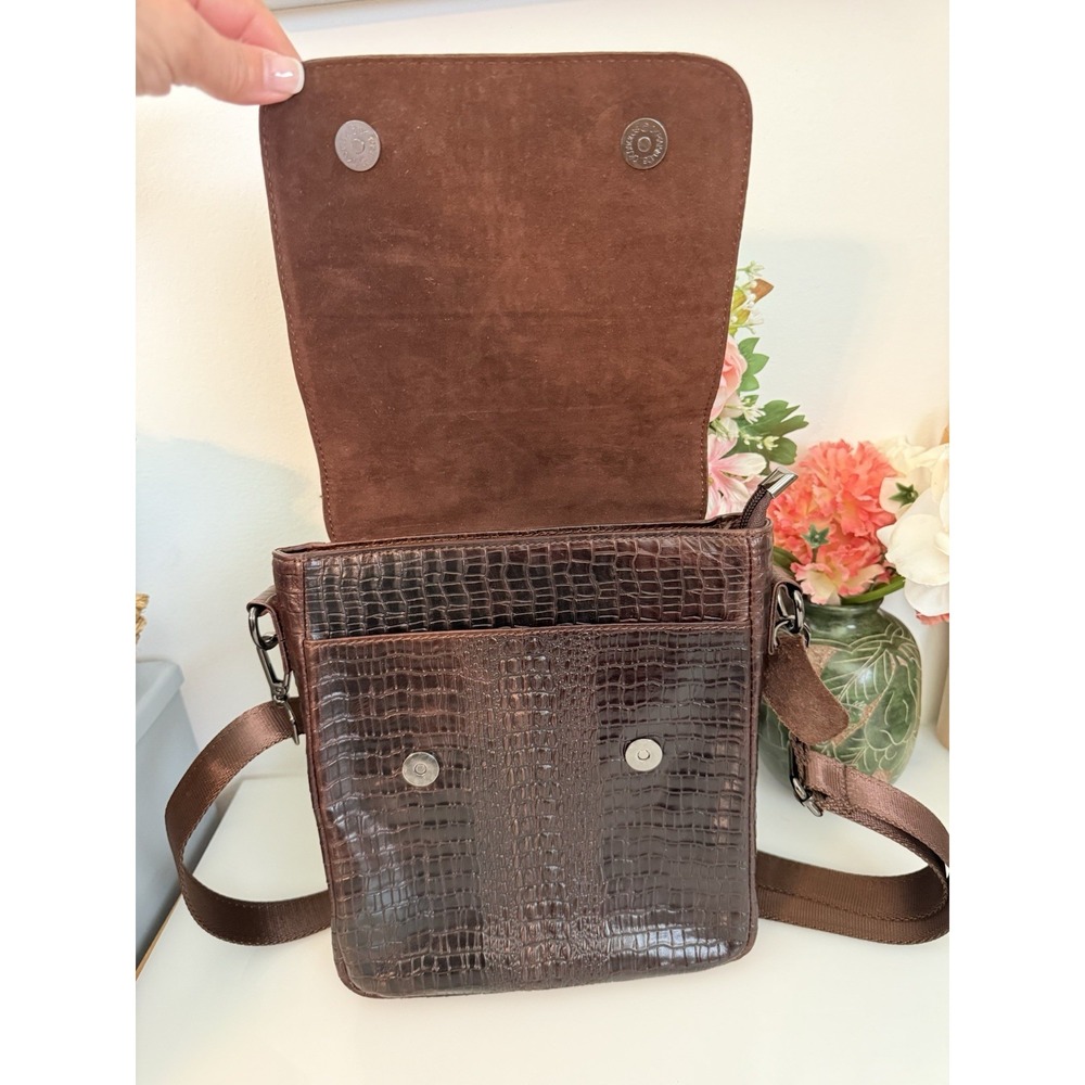 100% Genuine Leather Unisex Shoulder Bag Crocodile Pattern Bag 11" Messenger Bag - Picture 9 of 16